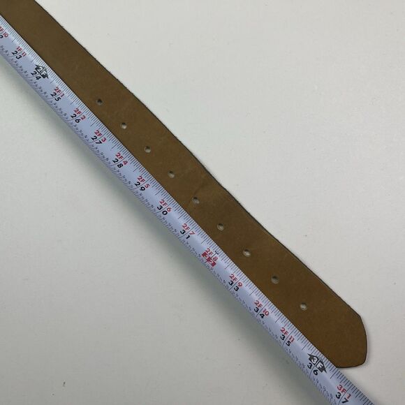 vintage Tan Soft Leather Wide Belt S Brass Buckle Western Classic Heritage Prep - Picture 9 of 12